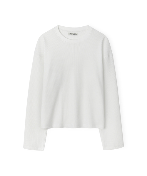 INDUST(インダスト)の「クロップサーマルワッフルロングスリーブTシャツ_3COLOR(Tシャツ/カットソー・レディース・ホワイト/ブラック/グレー・1(S)/2(M)/3(L))」の2枚目の写真