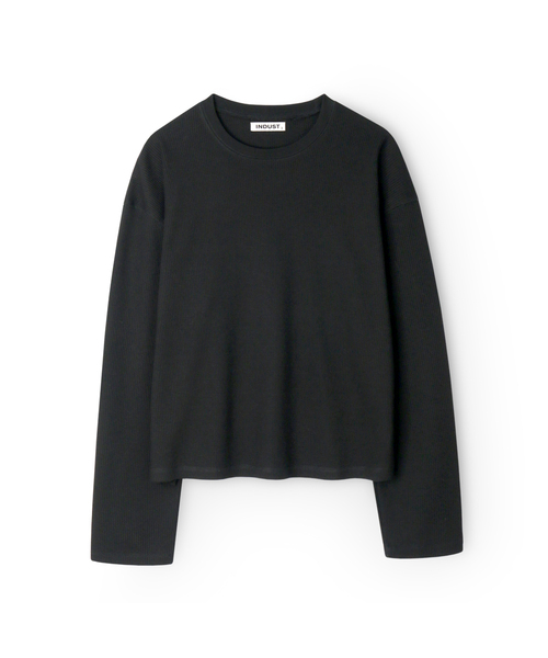 INDUST(インダスト)の「クロップサーマルワッフルロングスリーブTシャツ_3COLOR(Tシャツ/カットソー・レディース・ホワイト/ブラック/グレー・1(S)/2(M)/3(L))」の1枚目の写真