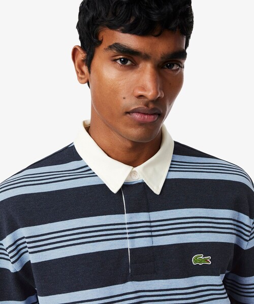 LACOSTE（ラコステ）の「ボーダー ラグビー鹿の子地ポロシャツ（ポロシャツ・メンズ・ブルー・2/3/4/5）」の10枚目の写真
