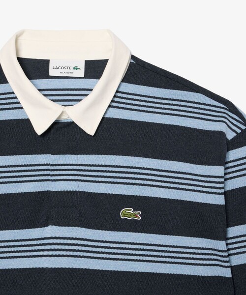LACOSTE（ラコステ）の「ボーダー ラグビー鹿の子地ポロシャツ（ポロシャツ・メンズ・ブルー・2/3/4/5）」の12枚目の写真