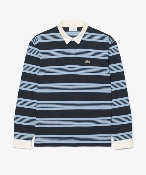 LACOSTE（ラコステ）の「ボーダー ラグビー鹿の子地ポロシャツ（ポロシャツ・メンズ・ブルー・2/3/4/5）」の8枚目の写真