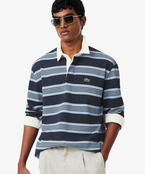 LACOSTE（ラコステ）の「ボーダー ラグビー鹿の子地ポロシャツ（ポロシャツ・メンズ・ブルー・2/3/4/5）」の16枚目の写真