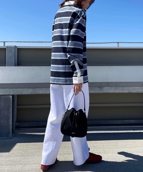 LACOSTE（ラコステ）の「ボーダー ラグビー鹿の子地ポロシャツ（ポロシャツ・メンズ・ブルー・2/3/4/5）」の6枚目の写真