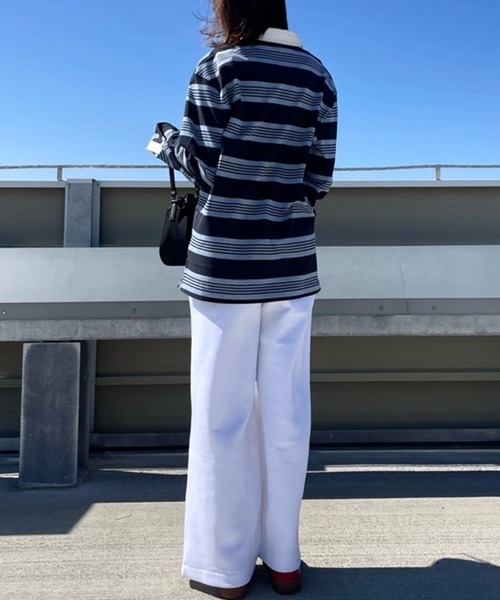 LACOSTE（ラコステ）の「ボーダー ラグビー鹿の子地ポロシャツ（ポロシャツ・メンズ・ブルー・2/3/4/5）」の7枚目の写真