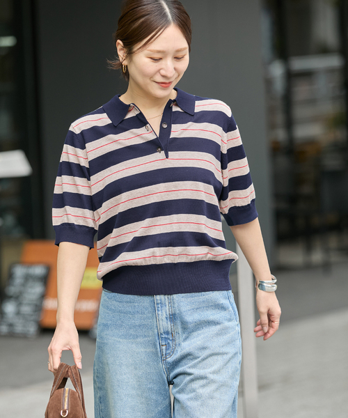 JOURNAL STANDARD(ジャーナルスタンダード)の「ウォッシャブル ポロシャツ(ニット/セーター・レディース・ネイビー/ブラック・FREE)」の11枚目の写真