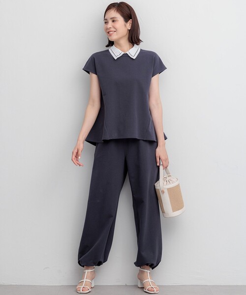 組曲(クミキョク)の「【WEB限定】フレンチテリー ワイドパンツ(その他パンツ・レディース・ブラック系/グレー系・2/1)」の22枚目の写真