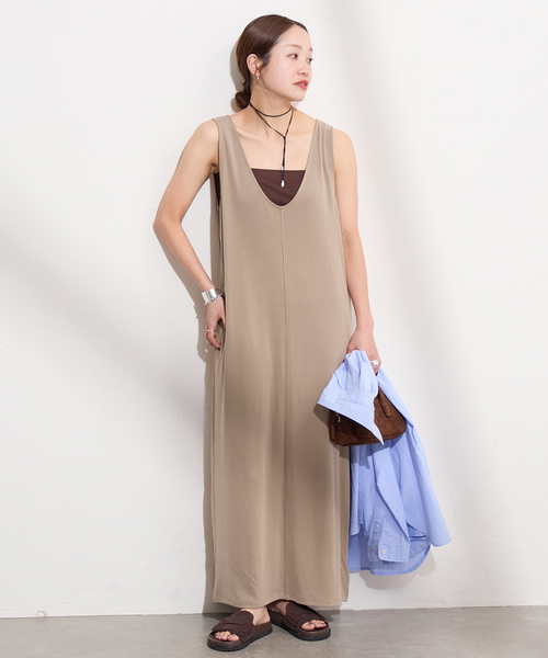 JOURNAL STANDARD（ジャーナルスタンダード）の「SANDWASH 2WAY Iライン ワンピース（ワンピース・レディース・ブラック系その他/ベージュ・FREE）」の4枚目の写真