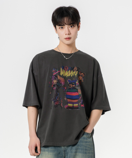 MOZMOZ(モズモズ)の「プライドベア オーバーサイズ ピグメント 半袖Tシャツ チャコール(Tシャツ/カットソー・レディース・その他・1/2/3)」の1枚目の写真