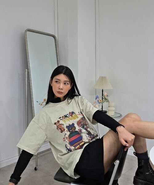 MOZMOZ(モズモズ)の「プライドベア オーバーサイズ ピグメント 半袖Tシャツ チャコール(Tシャツ/カットソー・レディース・その他・1/2/3)」の6枚目の写真