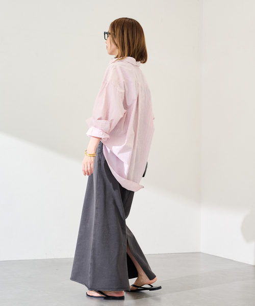 FRAMeWORK（フレームワーク）の「ウェットオゾン加工インレースカート（スカート・レディース・ライトグレー/スミクロ・36/38）」の6枚目の写真