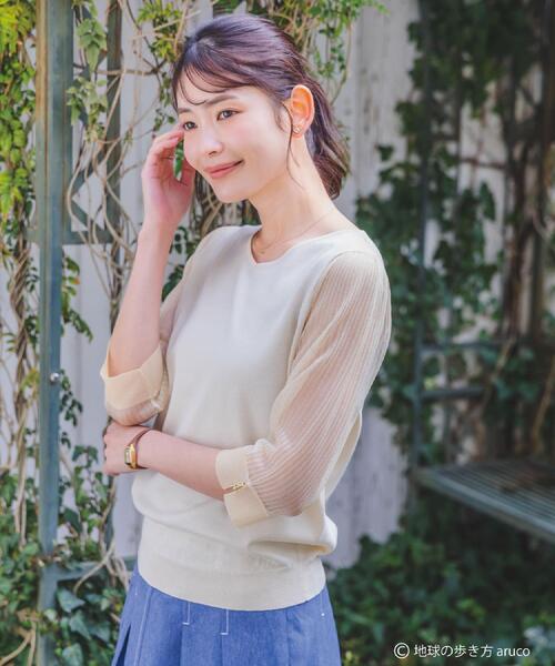 ITS'DEMO（イッツデモ）の「【手洗い可】袖シアーニット（ニット/セーター・レディース・ベビーピンク/ブラック/アイボリー/パープル・00）」の6枚目の写真