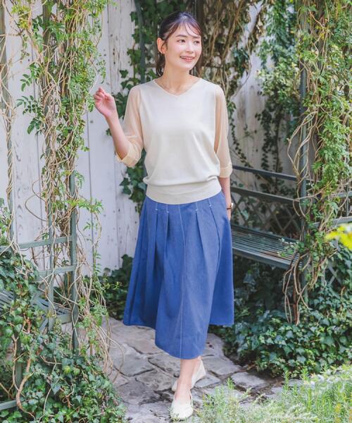 ITS'DEMO（イッツデモ）の「【手洗い可】袖シアーニット（ニット/セーター・レディース・ベビーピンク/ブラック/アイボリー/パープル・00）」の8枚目の写真