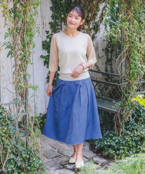 ITS'DEMO（イッツデモ）の「【手洗い可】袖シアーニット（ニット/セーター・レディース・ベビーピンク/ブラック/アイボリー/パープル・00）」の9枚目の写真