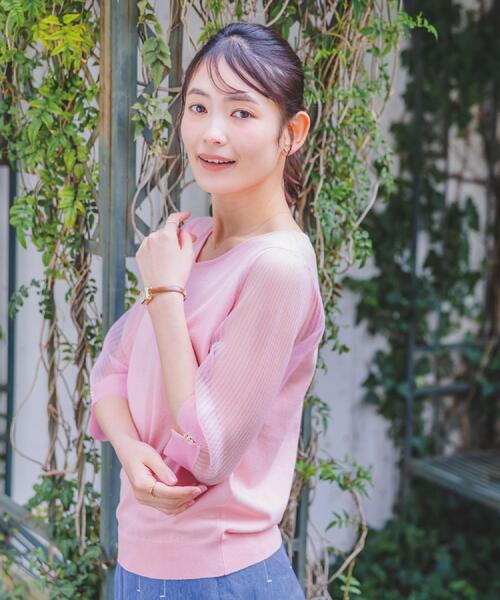 ITS'DEMO（イッツデモ）の「【手洗い可】袖シアーニット（ニット/セーター・レディース・ベビーピンク/ブラック/アイボリー/パープル・00）」の10枚目の写真