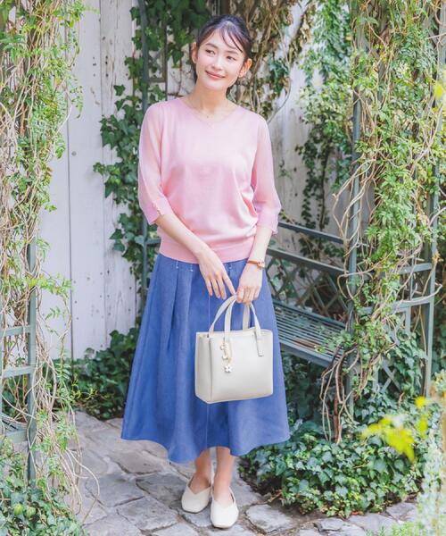 ITS'DEMO（イッツデモ）の「【手洗い可】袖シアーニット（ニット/セーター・レディース・ベビーピンク/ブラック/アイボリー/パープル・00）」の12枚目の写真