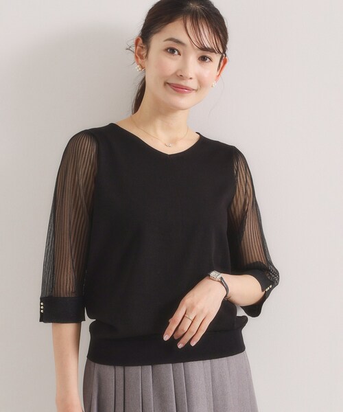 ITS'DEMO（イッツデモ）の「【手洗い可】袖シアーニット（ニット/セーター・レディース・ベビーピンク/ブラック/アイボリー/パープル・00）」の17枚目の写真