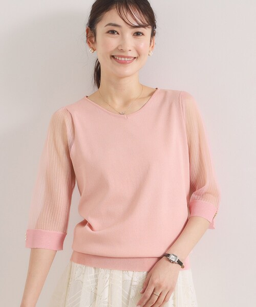 ITS'DEMO（イッツデモ）の「【手洗い可】袖シアーニット（ニット/セーター・レディース・ベビーピンク/ブラック/アイボリー/パープル・00）」の21枚目の写真