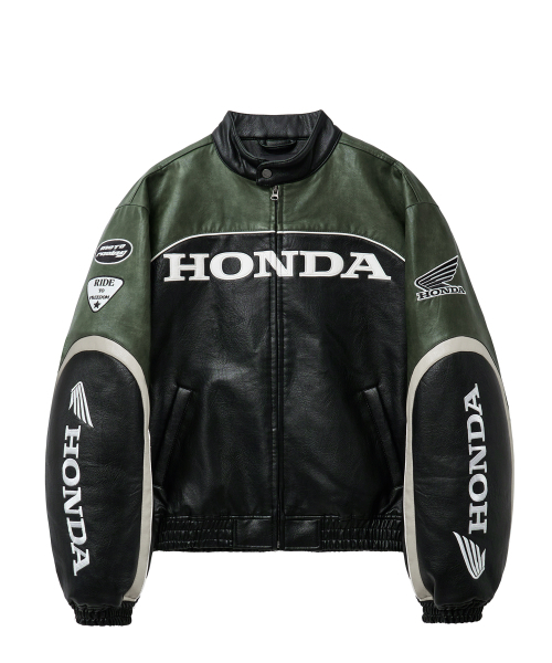 Engineered Leather Racing Jacket Green（ライダースジャケット 