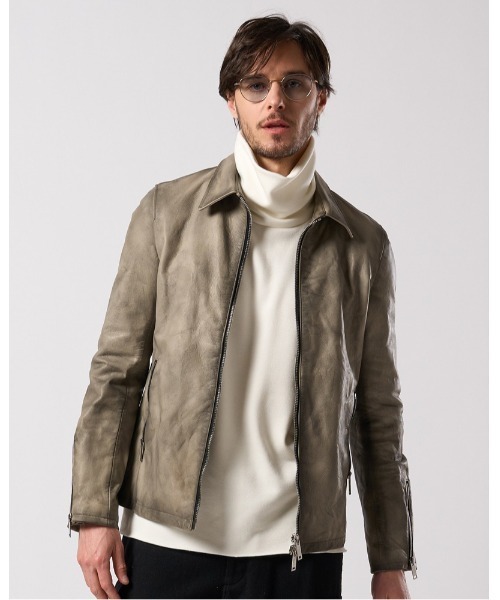 wjk(ダヴルジェイケイ)の「leather single riders(ライダースジャケット・メンズ・ブラック/ベージュ・SMALL/MEDIUM/LARGE/X-LARGE)」の5枚目の写真