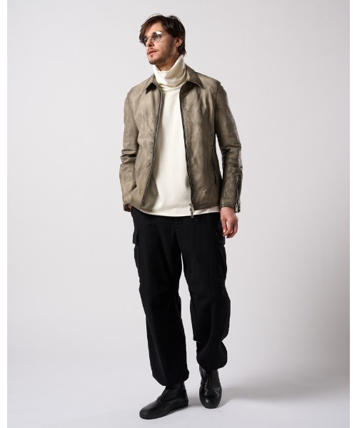 wjk(ダヴルジェイケイ)の「leather single riders(ライダースジャケット・メンズ・ブラック/ベージュ・SMALL/MEDIUM/LARGE/X-LARGE)」の19枚目の写真