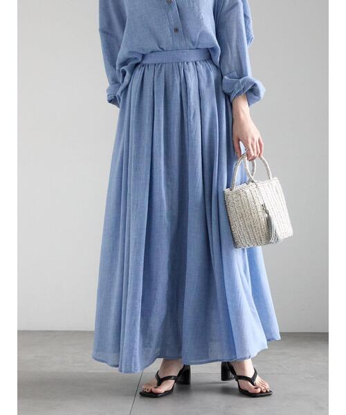 Te chichi（テチチ）の「シャンブレーボイルスカート（スカート・レディース・ラベンダー/オフホワイト/ブルー/ブラック・F）」の3枚目の写真