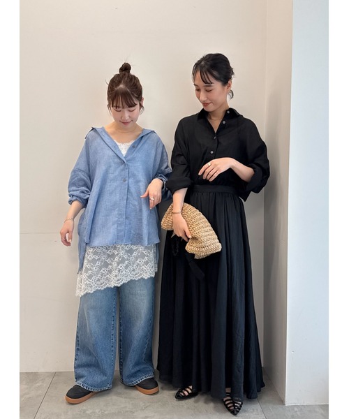 Te chichi(テチチ)の「【新色追加】シャンブレーボイルスカート(セットアップ可)(スカート・レディース・ラベンダー/オフホワイト/ブルー/ブラック/グリーン/オレンジ・F)」の17枚目の写真