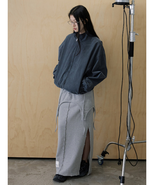 WHOLE PAPER(ホールペーパー)の「オーバーサイズウォッシングトラックジャケット(ブルーグレー)(デニムジャケット・レディース・ブルー・ONE)」の4枚目の写真
