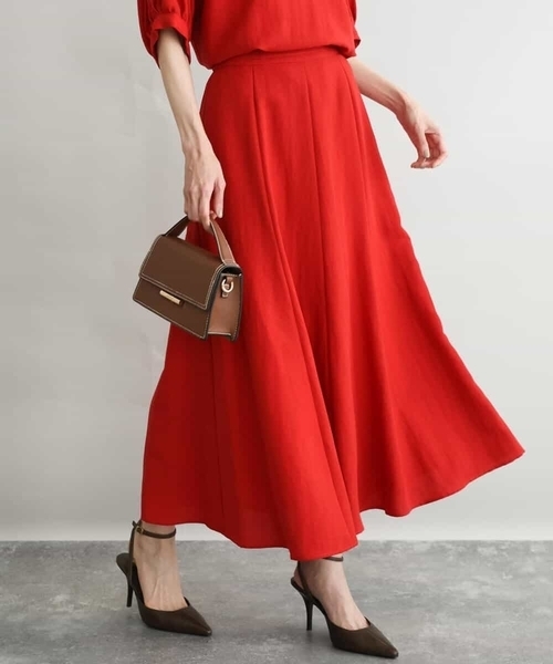 MK MICHEL KLEIN（エムケーミッシェルクラン）の「[UVカット/洗える]リネン混フレアースカート（スカート・レディース・ブラック/ベージュ/レッド・38）」の15枚目の写真