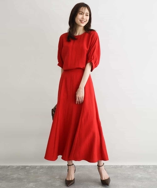 MK MICHEL KLEIN（エムケーミッシェルクラン）の「[UVカット/洗える]リネン混フレアースカート（スカート・レディース・ブラック/ベージュ/レッド・38）」の18枚目の写真