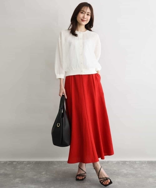 MK MICHEL KLEIN（エムケーミッシェルクラン）の「[UVカット/洗える]リネン混フレアースカート（スカート・レディース・ブラック/ベージュ/レッド・38）」の20枚目の写真