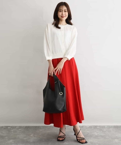 MK MICHEL KLEIN（エムケーミッシェルクラン）の「[UVカット/洗える]リネン混フレアースカート（スカート・レディース・ブラック/ベージュ/レッド・38）」の21枚目の写真