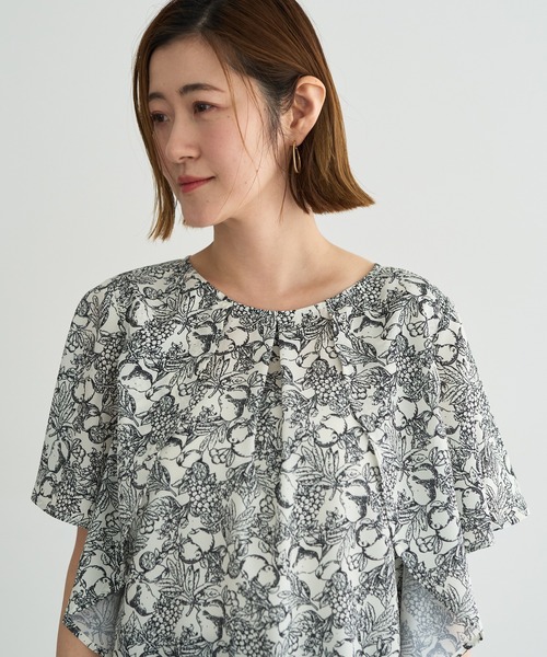 YECCA VECCA(イェッカヴェッカ)の「ラインフルーツ柄ラッフルブラウス(シャツ/ブラウス・レディース・ブラック/ベージュ・FREE)」の22枚目の写真