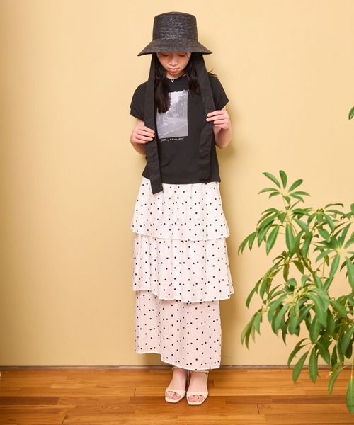 mysty woman(ミスティウーマン)の「【UVカット/接触冷感/吸水速乾機能付き】モノクロフォトショートT半袖 678689(Tシャツ/カットソー・レディース・オフホワイト/ブラック・FREE)」の3枚目の写真