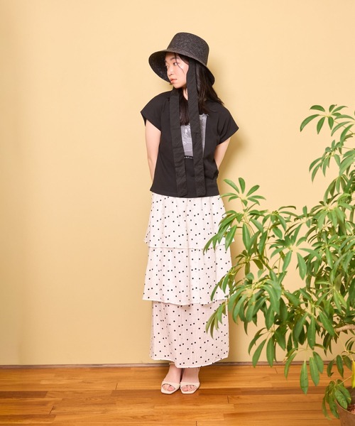 mysty woman(ミスティウーマン)の「【UVカット/接触冷感/吸水速乾機能付き】モノクロフォトショートT半袖 678689(Tシャツ/カットソー・レディース・オフホワイト/ブラック・FREE)」の5枚目の写真