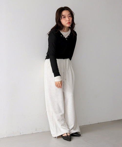 cheriella(シェリエラ)の「【cheriella】ドローストリング裏毛スウェットパンツ DRAWSTRING FRENCH TERRY SWEAT PANTS(スウェットパンツ・レディース・杢グレー/ブラック/オートミール・FREE)」の5枚目の写真