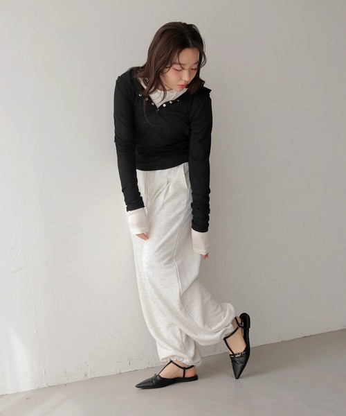 cheriella(シェリエラ)の「【cheriella】ドローストリング裏毛スウェットパンツ DRAWSTRING FRENCH TERRY SWEAT PANTS(スウェットパンツ・レディース・杢グレー/ブラック/オートミール・FREE)」の9枚目の写真