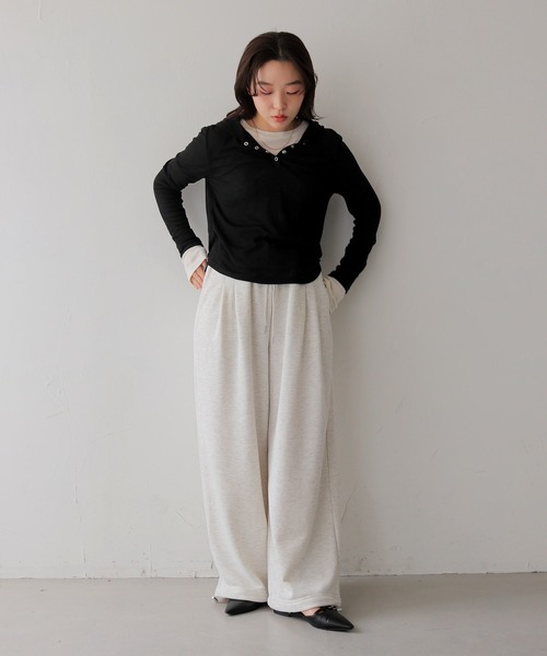 cheriella(シェリエラ)の「【cheriella】ドローストリング裏毛スウェットパンツ DRAWSTRING FRENCH TERRY SWEAT PANTS(スウェットパンツ・レディース・杢グレー/ブラック/オートミール・FREE)」の10枚目の写真