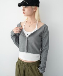 WEGO/ワンポイント刺繍ホルターネックカップインキャミ