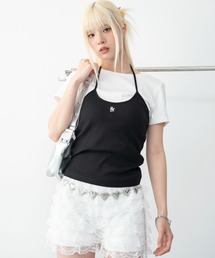 WEGO/ワンポイント刺繍ホルターネックカップインキャミ