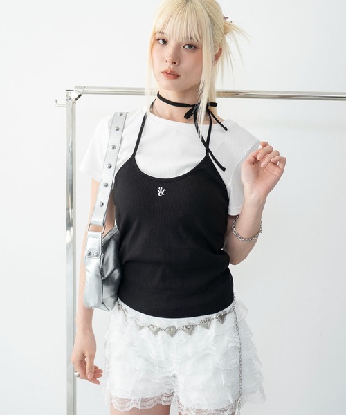 WEGO(ウィゴー)の「WEGO/ワンポイント刺繍ホルターネックカップインキャミ(キャミソール・レディース・ホワイト/ブラック・FREE)」の18枚目の写真