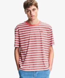 AIGLE（エーグル）の「吸水速乾 抗菌 リラックスフィット ストライプボーダーリンガーTシャツ（Tシャツ/カットソー）」