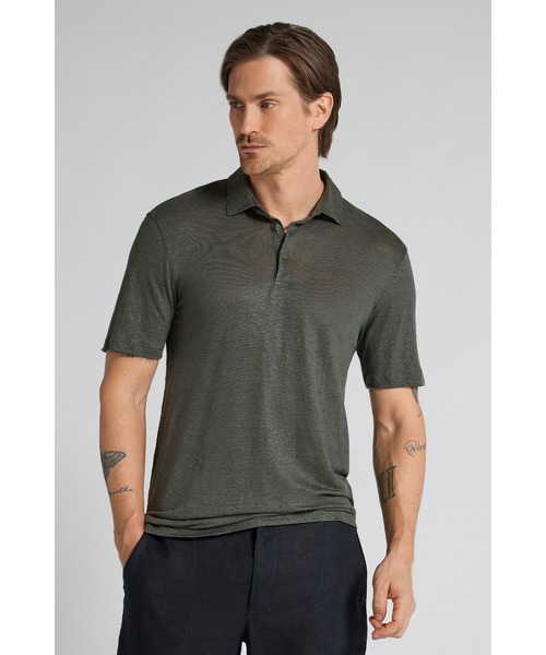 Intimissimi（インティミッシミ）の「リネン ショートスリーブ ポロシャツ（Tシャツ/カットソー・メンズ・カーキ/バーガンディー・L/M）」の4枚目の写真