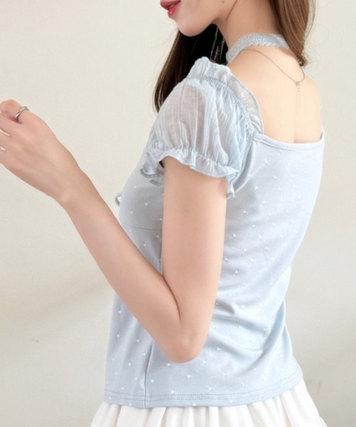 Ada.（エイダ）の「フロントフリル パフスリーブ ショート丈 ギャザー カットソー（Tシャツ/カットソー・レディース・ブルー/ピンク/アイボリー・FREE）」の15枚目の写真