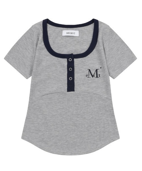MUCENT（ムセント）の「A'GEM/9 × .kom 『MUCENT/ムセント』 COLOR-POP BUTTON CROP HALF TEE/カラーポップボタンクロップ半袖Tシャツ（Tシャツ/カットソー・レディース・グレー/ブラック/ブラウン・FREE）」の13枚目の写真