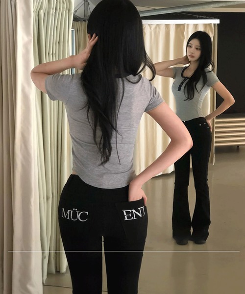MUCENT（ムセント）の「A'GEM/9 × .kom 『MUCENT/ムセント』 COLOR-POP BUTTON CROP HALF TEE/カラーポップボタンクロップ半袖Tシャツ（Tシャツ/カットソー・レディース・グレー/ブラック/ブラウン・FREE）」の14枚目の写真