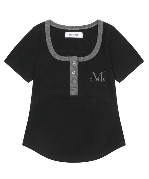MUCENT（ムセント）の「A'GEM/9 × .kom 『MUCENT/ムセント』 COLOR-POP BUTTON CROP HALF TEE/カラーポップボタンクロップ半袖Tシャツ（Tシャツ/カットソー・レディース・グレー/ブラック/ブラウン・FREE）」の15枚目の写真
