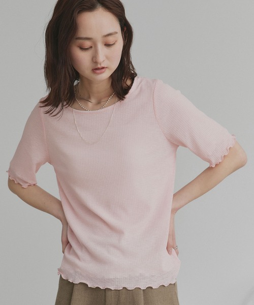 ad thie(アドティエ)の「リバーシブル シアーリブ トップス(Tシャツ/カットソー・レディース・ホワイト系/ブラック系/ライトグレー系・FREE)」の2枚目の写真