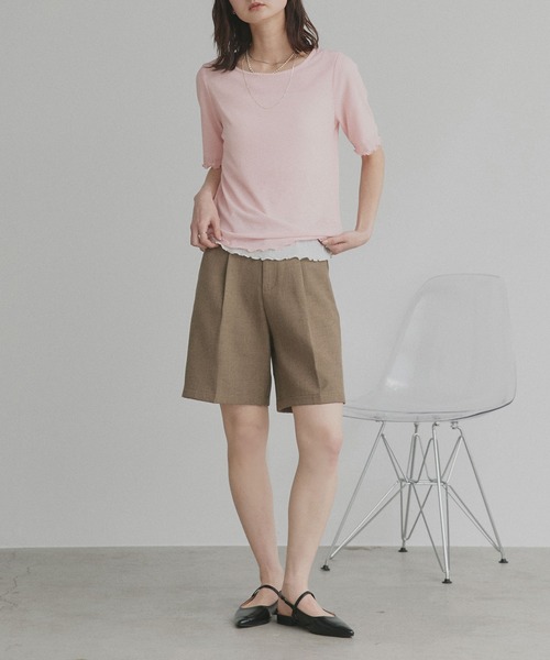 ad thie(アドティエ)の「リバーシブル シアーリブ トップス(Tシャツ/カットソー・レディース・ホワイト系/ブラック系/ライトグレー系・FREE)」の4枚目の写真