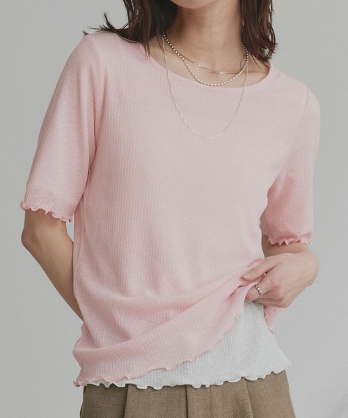 ad thie(アドティエ)の「リバーシブル シアーリブ トップス(Tシャツ/カットソー・レディース・ホワイト系/ブラック系/ライトグレー系・FREE)」の7枚目の写真