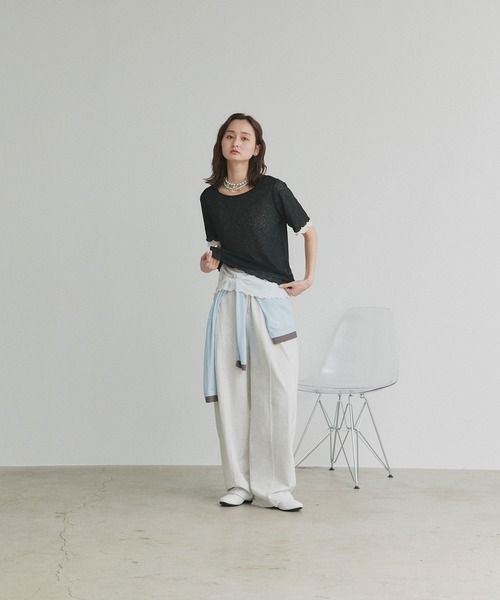ad thie(アドティエ)の「リバーシブル シアーリブ トップス(Tシャツ/カットソー・レディース・ホワイト系/ブラック系/ライトグレー系・FREE)」の10枚目の写真